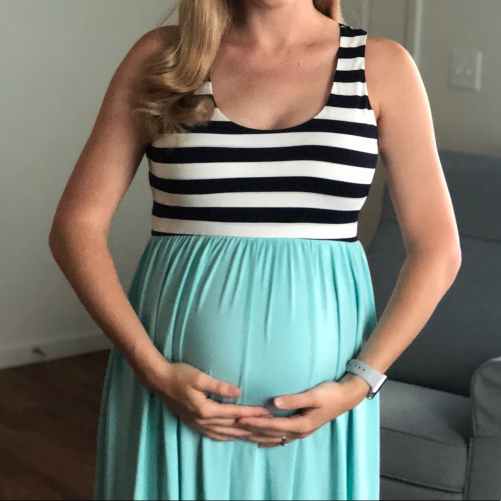 Kate Kasin Maternity Maxi Dress Teal